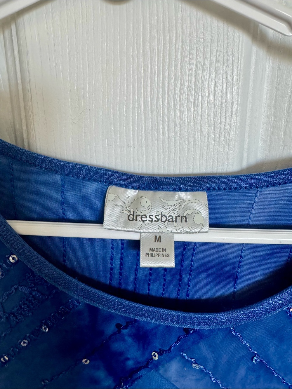 Dress Barn Blue Sequin-Detail Cap Sleeve Top - Picture 3 of 4
